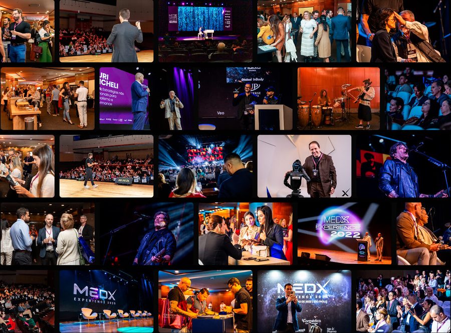 Colagem de fotos das edições anteriores do MEDX EXPERIENCE